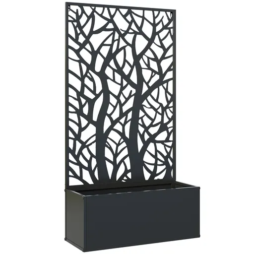 Outsunny Jardinieră cu spalier, ghiveci pentru plante cățărătoare, legume, flori din metal 61 x 23 x 113 cm negru | Aosom Romania