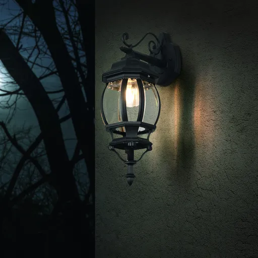 Lampa de exterior Elvo, TRIO, 24.5x15.5x49.5 cm, 60W, 1x E27, aluminiu, negru mat