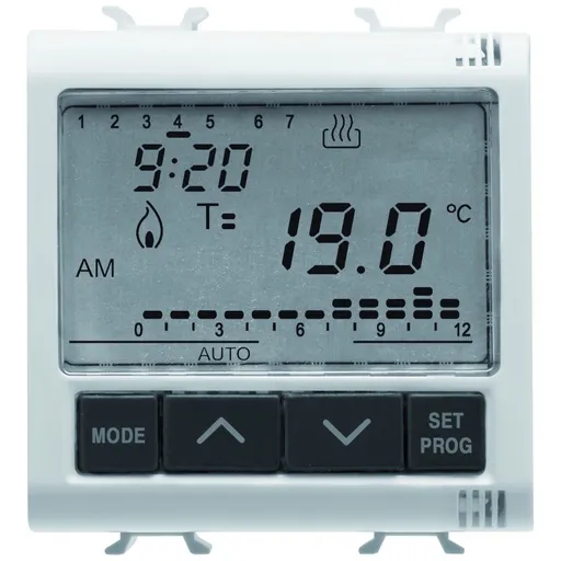 Termostat electronic cu programare zilnica/saptamanala 2 module Gewiss Chorus GW10703, alb