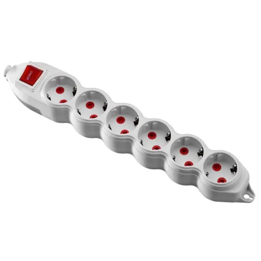 Prelungitor fara fir 6 prize, intrerupator, protectie copii, alb Lohuis 150-011010-610