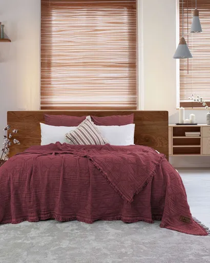 Cuvertura matlasata dubla, L'essentiel Maison, Oscar, Bumbac , Rosu