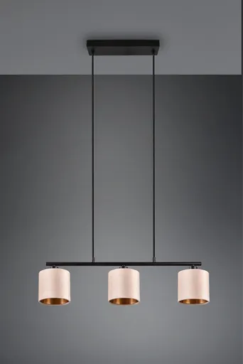 Lustra Julieta, TRIO, 66x15x150 cm, 40W, 3x E14, metal/textil, negru/bej