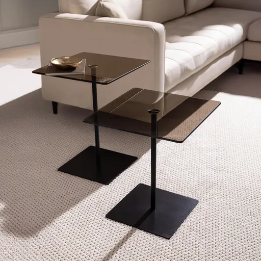 Set masute de cafea, Hanah Home, Elegante 2, Negru/Bronz