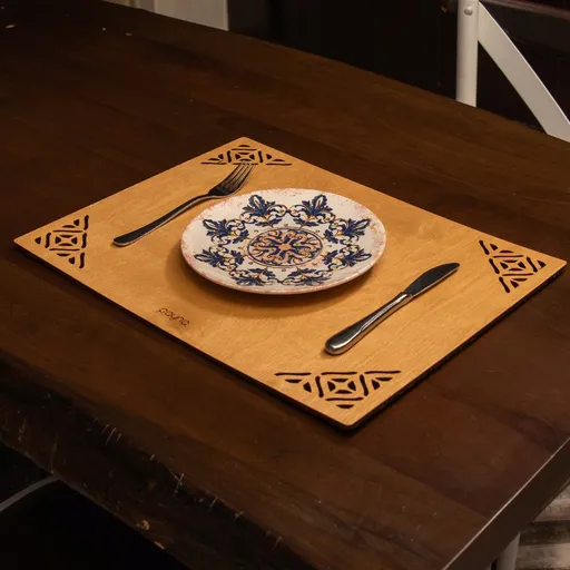 Set de covorașe de masă din lemn, Hermia, 790PYN1145, Dimensiune: 33 x 45 cm (6 bucăți), Miere