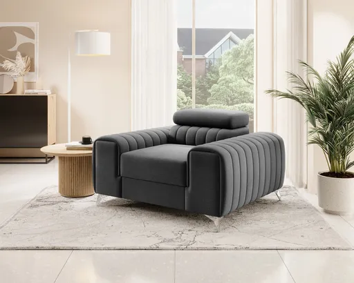 Fotoliu, ELTAP, AR-LAU-05NU, Laurence, 125x97x105 cm, lemn/poliester, gri inchis