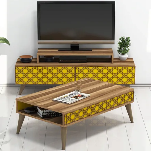 Set mobilier living, Hanah Home, City, Nuc / Galben