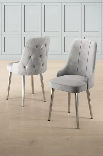 Set scaune 6 piese, Hanah Home, Newa, Gri/Crom