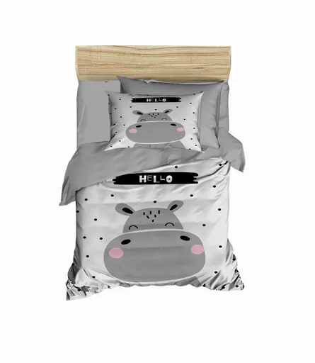 Lenjerie de pat pentru copii, L'essentiel Maison, PH198, Gri/Alb