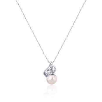 JwL Luxury Pearls Colier fin cu perlă adevărată și zircon JL0749 (lănțișor, pandantiv)