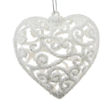 Ornament de Crăciun Carlita Heart alb, 10 x 10 x 2cm, plastic