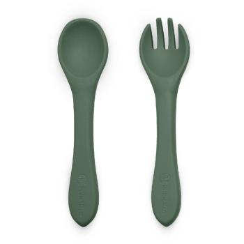 Petite&Mars Take&Match Silicone Cutlery tacâmuri Misty Green 6 m+ 2 buc