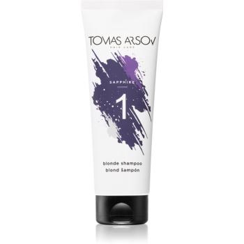 Tomas Arsov Sapphire Blonde Shampoo șampon pentru neutralizarea tonurilor de galben pentru păr în nuanțe reci de blond, decolorat sau șuvițat 250 ml