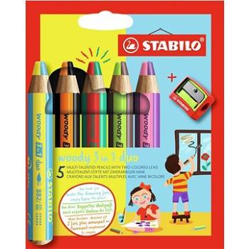 STABILO woody 3 in 1 duo 5 ks puzdro so strúhadlom (4006381573443)