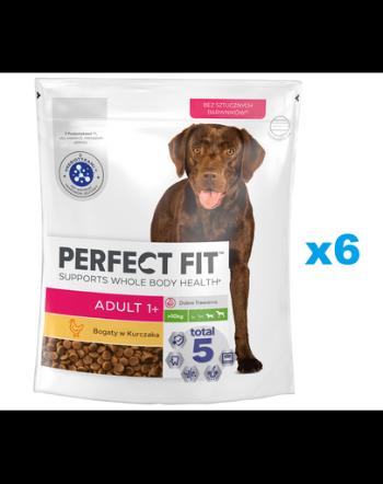 PERFECT FIT Adult 1+ cu pui 6x825g hrana caine rasa mare