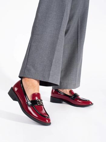 Mocasini cu toc plat burgundy exclusiv pentru femei