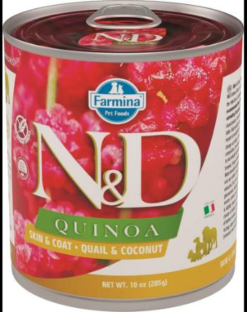 FARMINA N&amp;D Dog Quinoa prepeliță &amp; cocos 285 gr