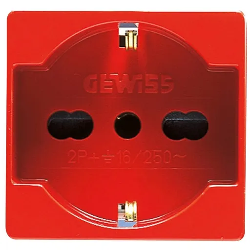 Priza standard italian/german pentru linii dedicate 2P+E 16A, 2 module Gewiss System GW20296
