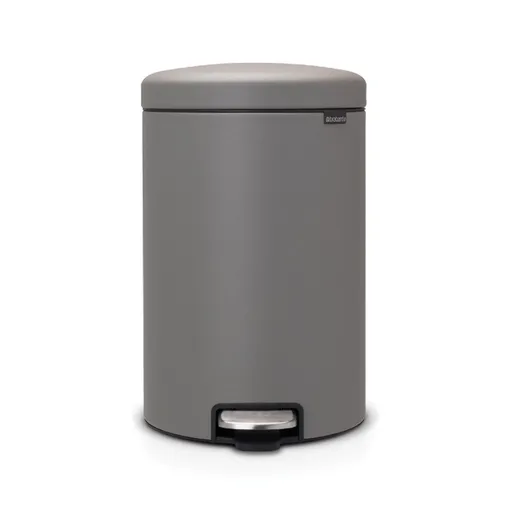 Cos de gunoi cu pedala Brabantia NewIcon 1001091, 20 L, Inchidere lina, Baza antiderapanta, Acoperit cu minerale, Gri