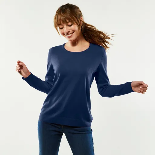 Pulover cu guler rotund, culoare uni