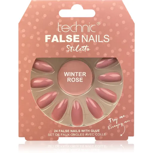 Technic Cosmetics False Nails Stiletto unghii artificiale Winter Rose 24 buc
