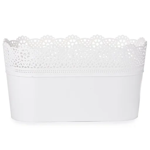 Ghiveci de flori Lace, din plastic, alb