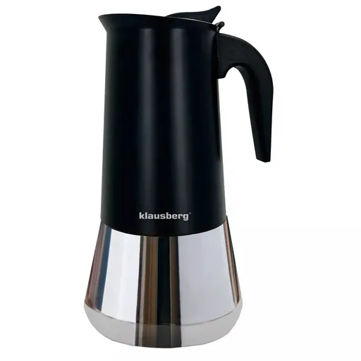 Cafetieră moca Klausberg KB 7847, 12 cesti, 600 ml, Otel inoxidabil, Inductie, Negru/Inox