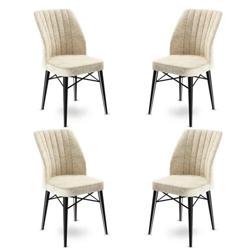 Set scaune 4 piese, Hanah Home, Flex, Crem/Negru