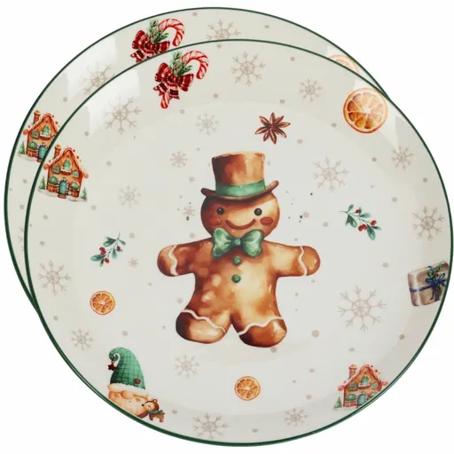 Set 2 farfurii întinse din porțelan Gingerbread 27 cm