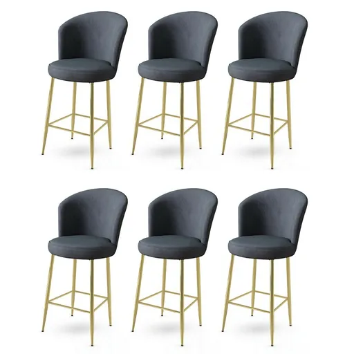 Set de scaune de bar Fora Anthracite and Gold, 6buc., antracit, 6 buc.