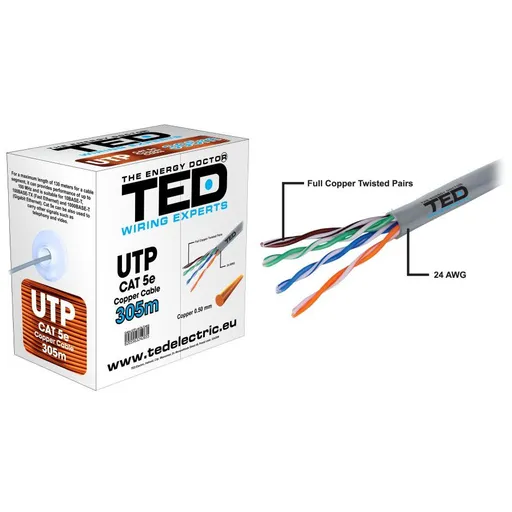 Cablu UTP CAT5E cupru TED / 305ml TED002495