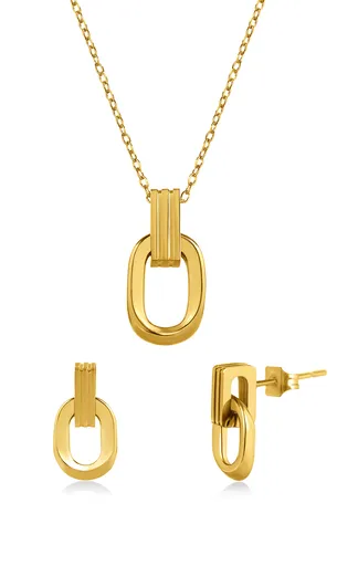 Troli Set de bijuterii minimaliste placate cu aur (cercei, lanț, pandantiv)
