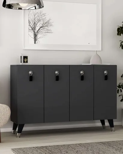 Consola, Hanah Home, 8179KM-32, 120x80x29.6 cm, PAL , Antracit / Argintiu