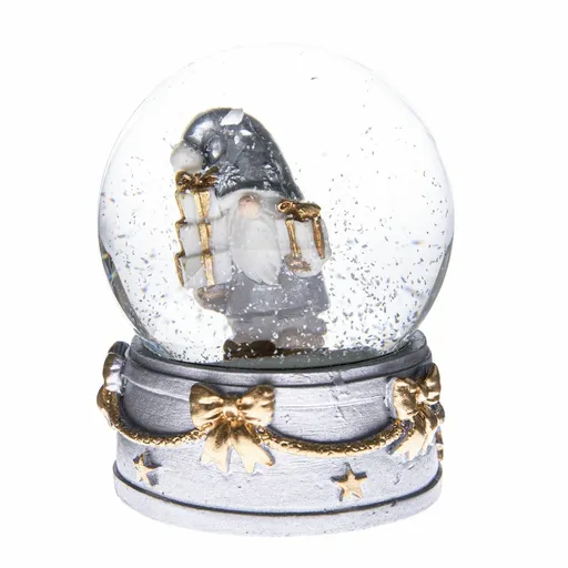 Snow globe Christmas elf, silver, 6.5 x 8.5 cm