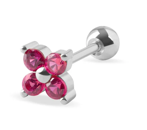 Troli Cercel piercing delicat cu cristale fucsia