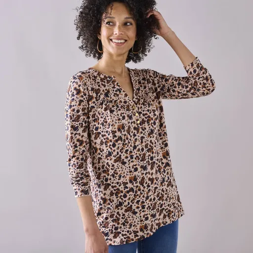 Tunică cu mânecă lungă și imprimeu animal