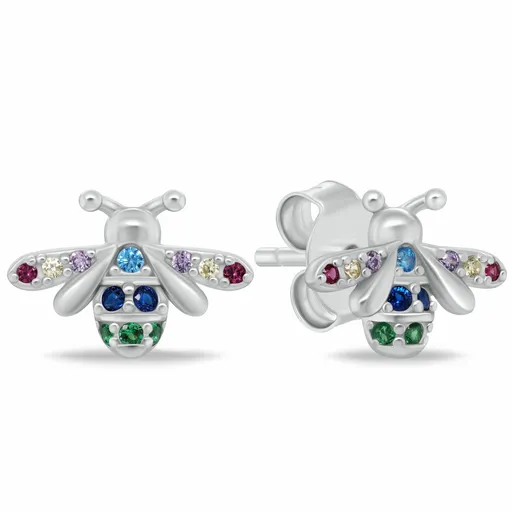 Brilio Silver Cercei jucăuși din argint Albinuțe cu zirconi colorați EA1102WRBW