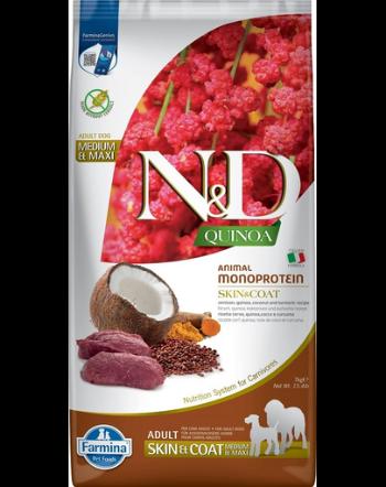 FARMINA N&amp;D Quinoa Dog Adult Medium&amp;Maxi Skin&amp;Coat Venison &amp; Coconut 7 kg Hrana uscata pentru caini, pentru piele si blana, cu vanat