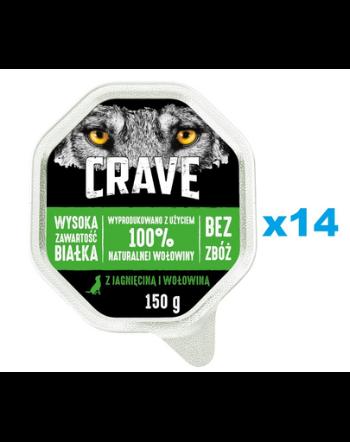 CRAVE Pachet hrana umeda pentru caini, chiftelute cu miel si vita 14x150 g