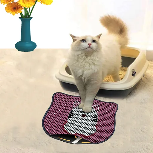 Covoras litiera pentru colectarea granulelor de nisip, Paws & Whiskers, Kdkafa0025, 50% PVC/50% poliester, Multicolor