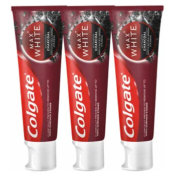 Colgate Pastă de dinți pentru albire cu cărbune activat Max White Charcoal Trio 3 x 75 ml