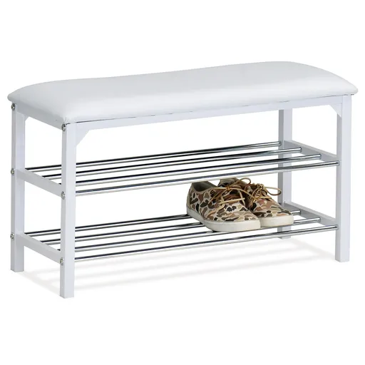 Suport pantofi/taburet 2 nivele, alb, alb