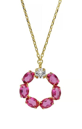 Victoria Cruz Moderní pozlacený náhrdelník s krystaly Harmony A4687-21DG
