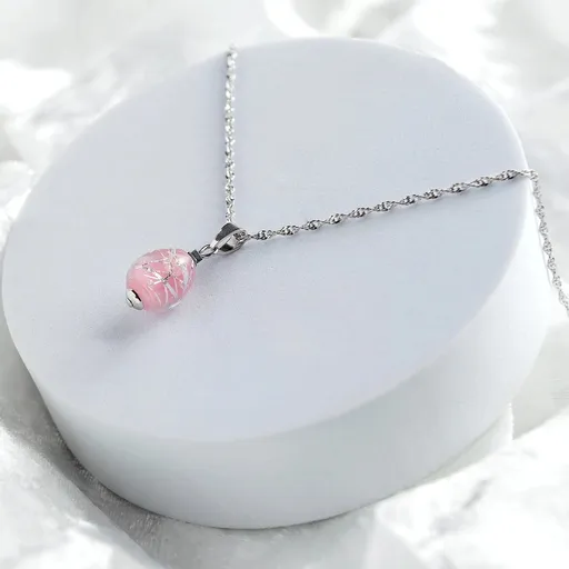 Lampglas Colier fermecător Soft Pink Nude cu argint pur în perle NNM5/AG/RHO 50 cm