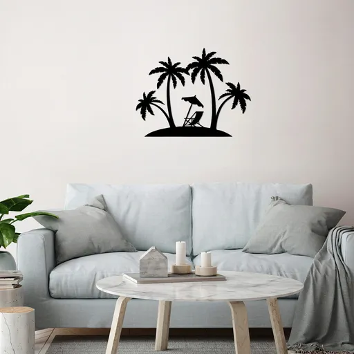 Decoratiune de perete, Palm, Dimensiune: 70 x 54 cm, Negru