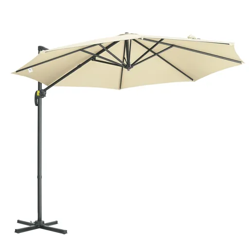 Outsunny Umbrelă Solară Înclinabilă și Rotativă 360°, Ø293x248cm, Crem | Aosom Romania
