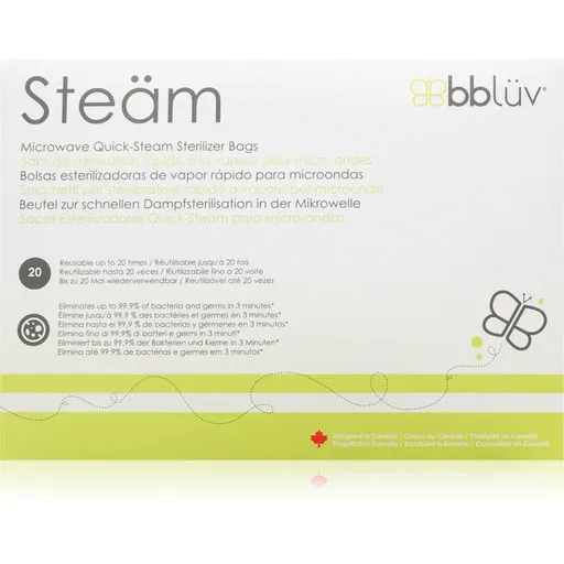 BBLÜV Steäm săculeți pentru sterilizare pentru cuptorul cu microunde 24 x 21 cm 6 buc