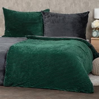 Lenjerie de pat din microflanel 4Home Stripe verde, 140 x 200 cm, 70 x 90 cm, verde