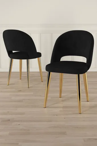 Set scaune 6 piese, Hanah Home, Pane, Negru