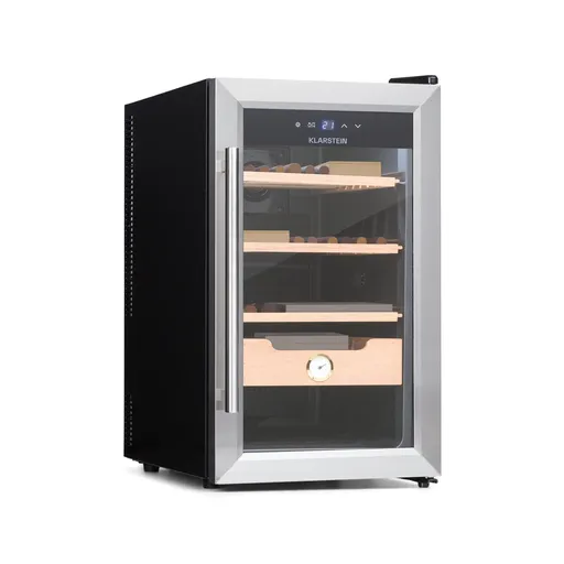 Klarstein El Presidente 48, Humidor pentru trabucuri, 48L,  3 sertare, 1 compartiment din lemn de cedru