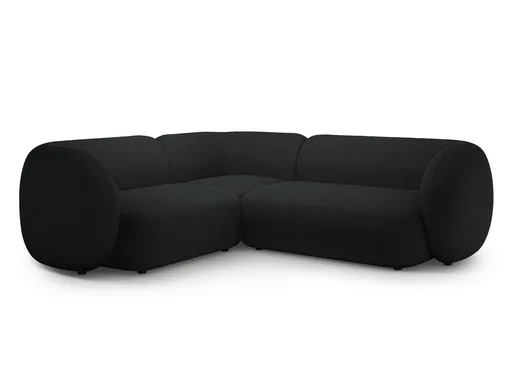 Coltar stanga 4 locuri, Kate, Micadoni Home, 252x220x76 cm, tesatura boucle, negru